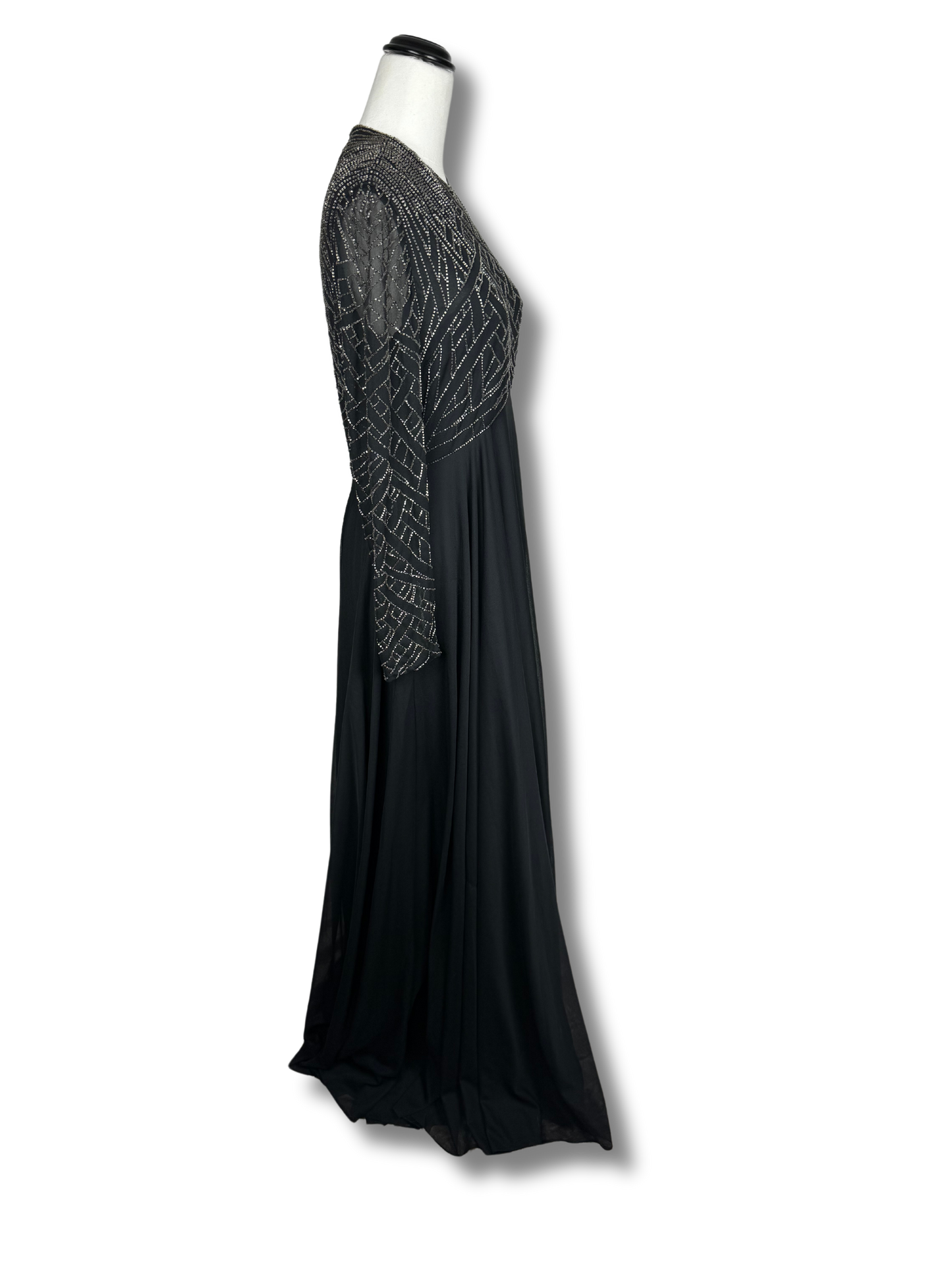 Victoria Royal Ltd Vintage Black Beaded Evening Gown