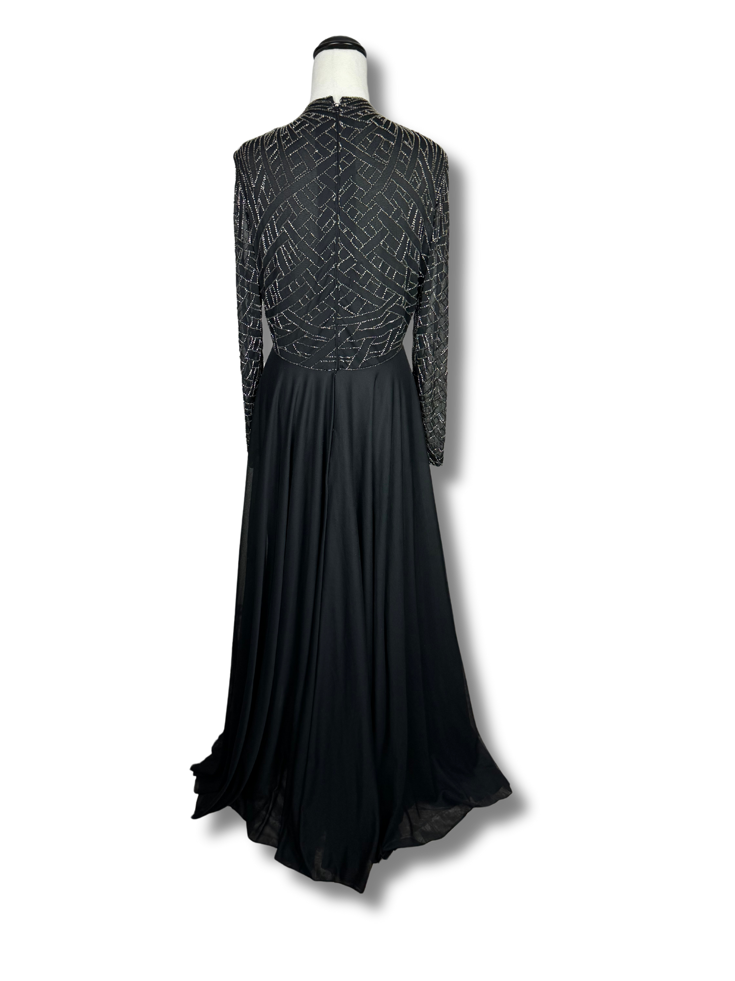 Victoria Royal Ltd Vintage Black Beaded Evening Gown