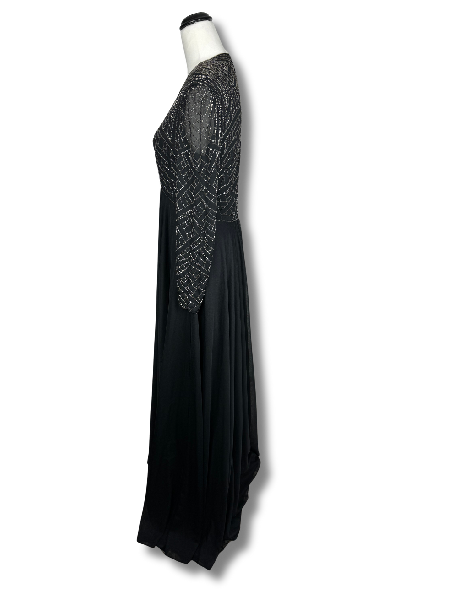 Victoria Royal Ltd Vintage Black Beaded Evening Gown