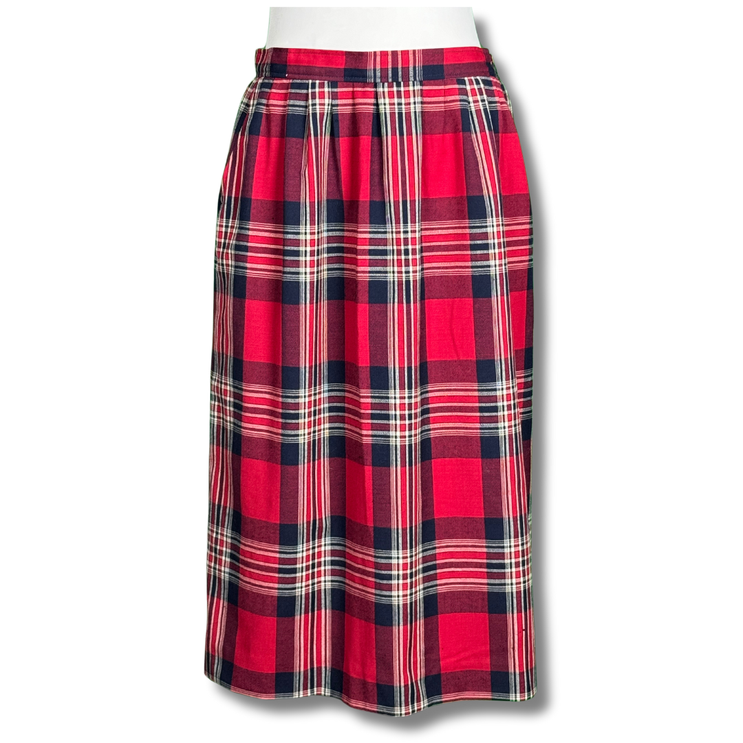 Pendleton 1970s Vintage Woollen Red Plaid Skirt