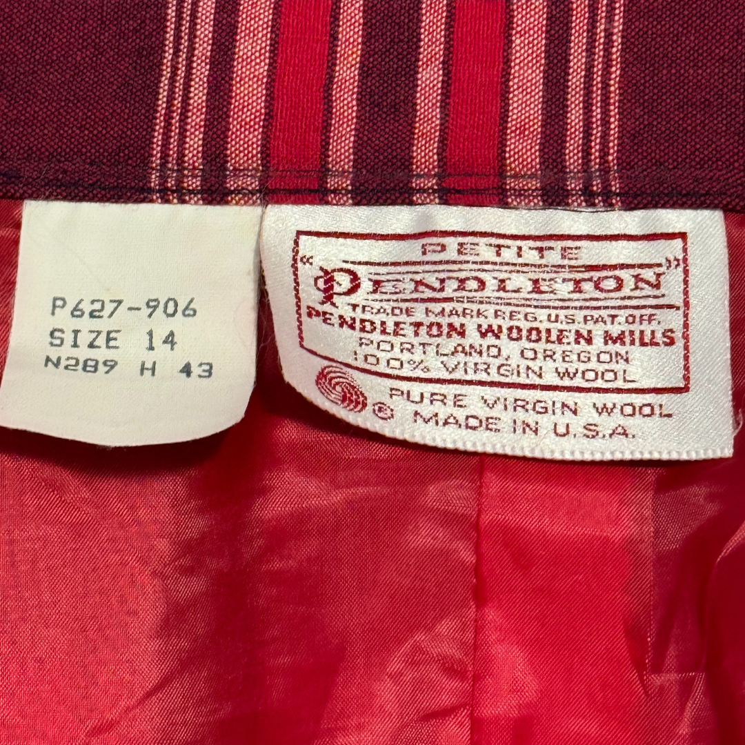 Pendleton 1970s Vintage Woollen Red Plaid Skirt