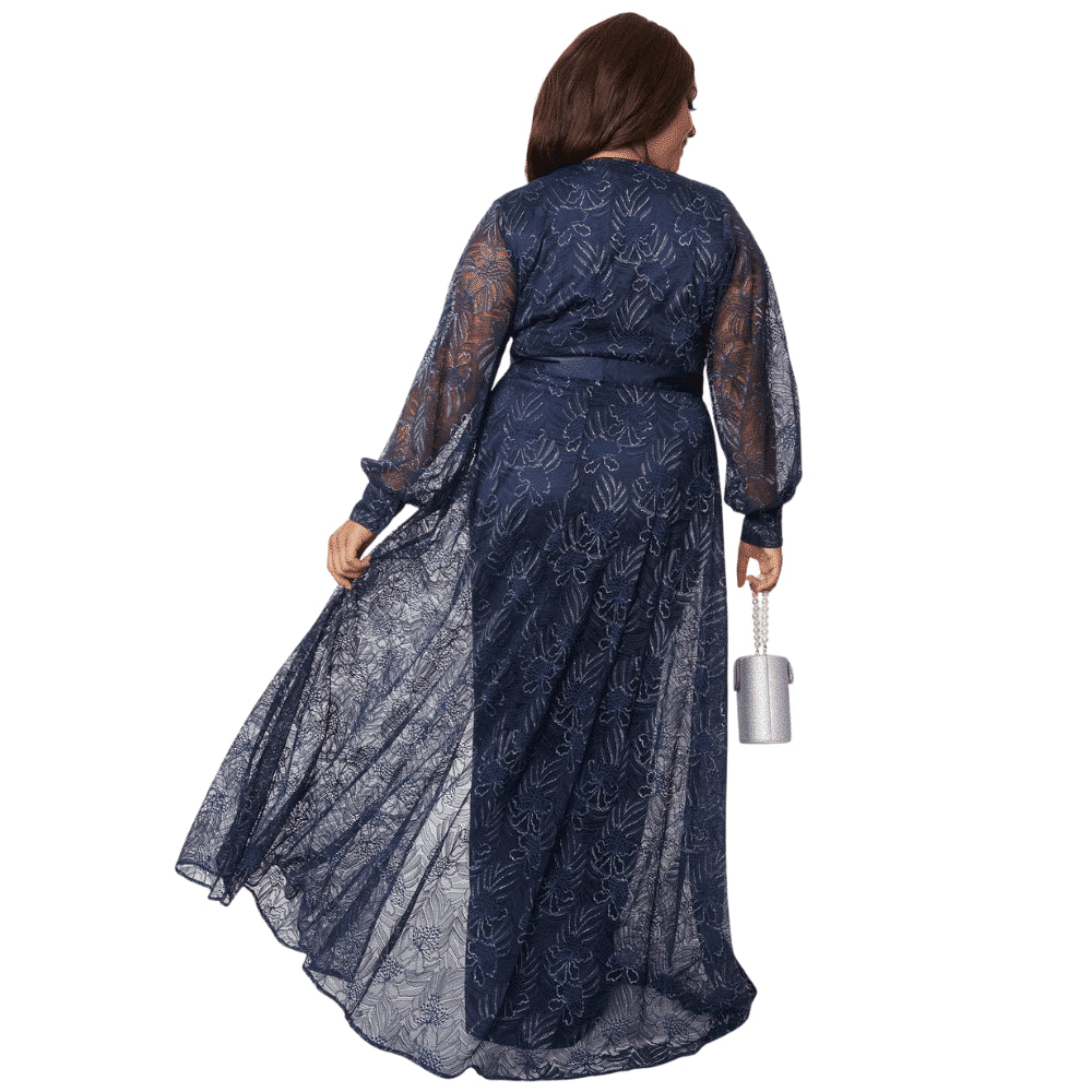 Unique Vintage Navy Sparkle Lace Jumpsuit & Skirt Overlay