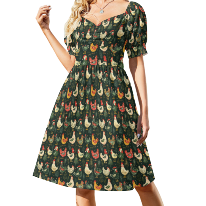 The Clara Dress in Christmas Chickens