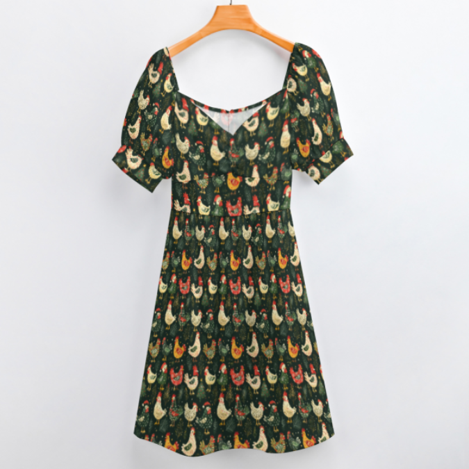 The Clara Dress in Christmas Chickens