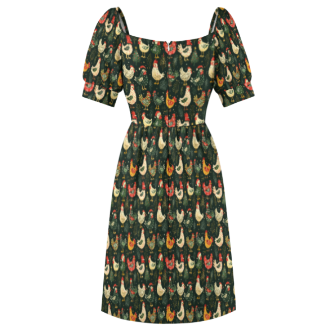 The Clara Dress in Christmas Chickens