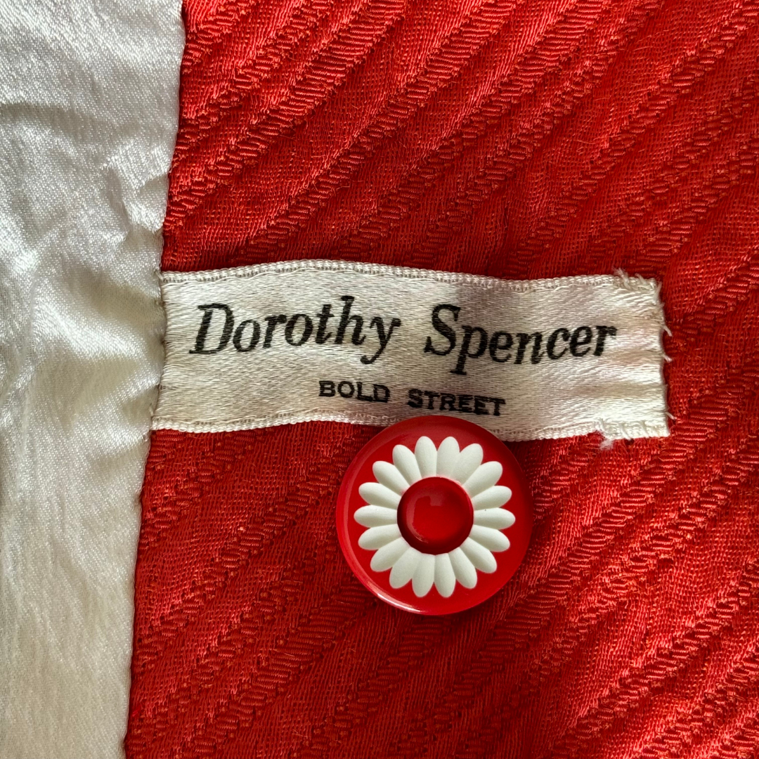Dorothy Spencer Vintage 1960s Red Button Up Dress