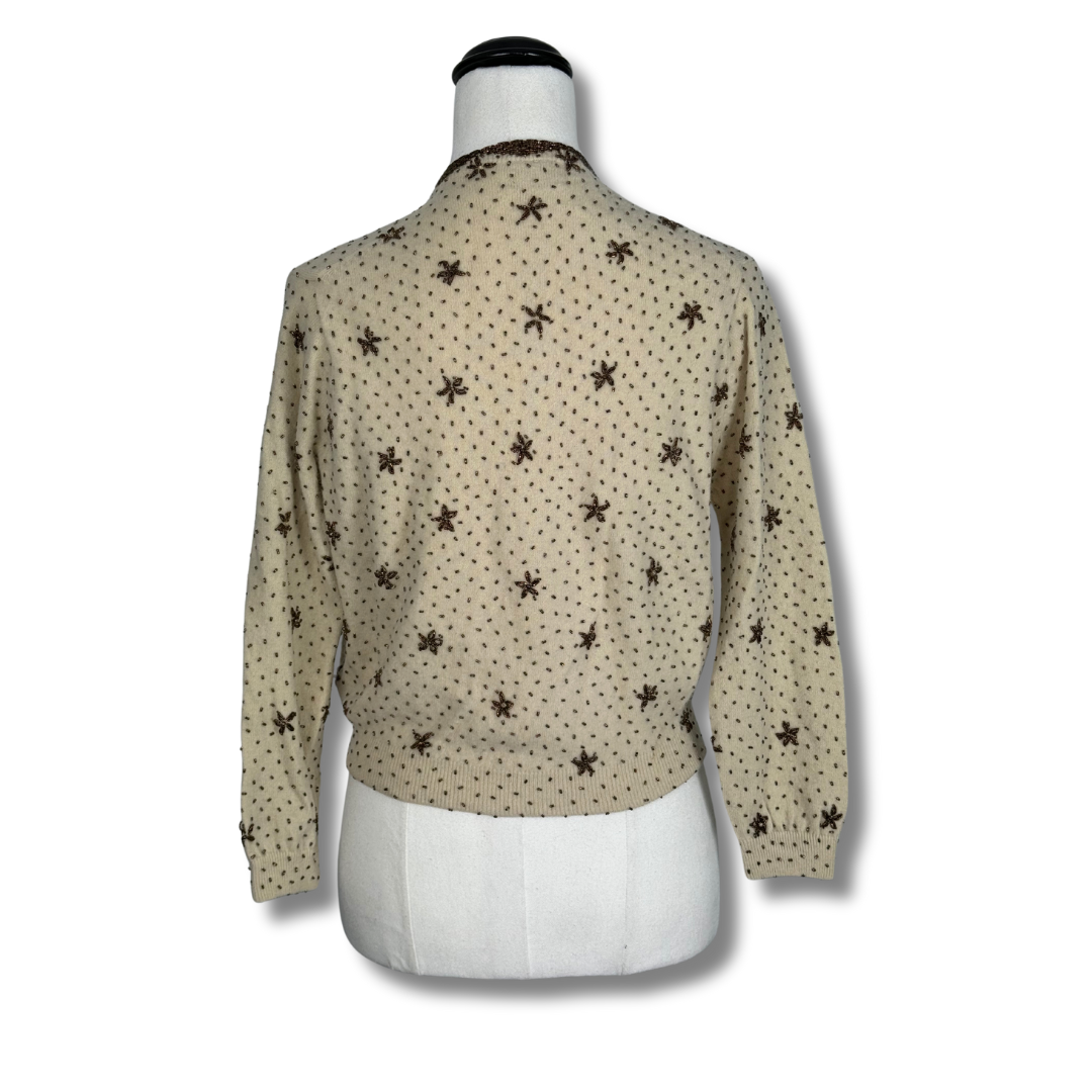 Elsie Tu 50s hand beaded vintage cardigan
