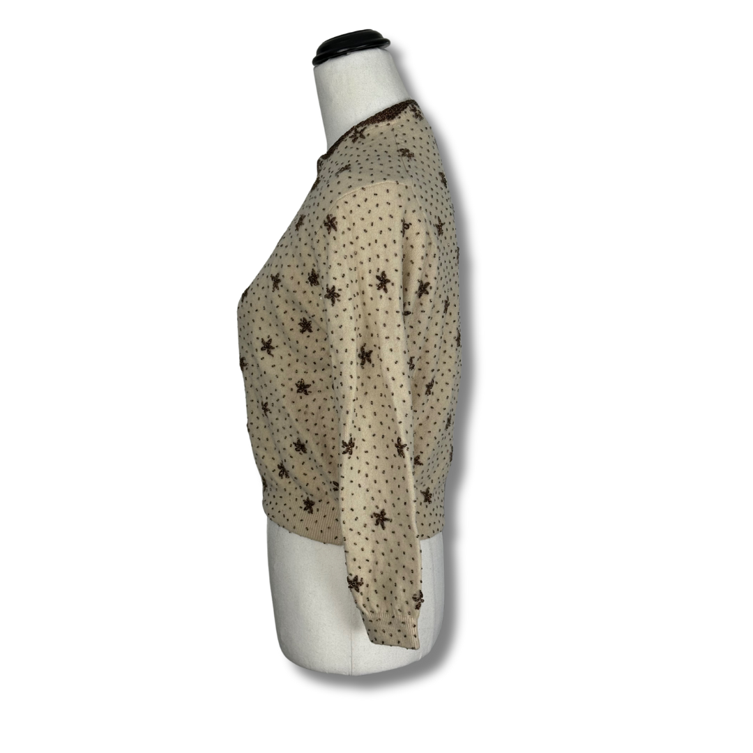 Elsie Tu 50s hand beaded vintage cardigan