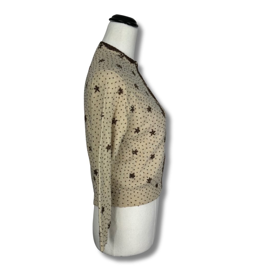 Elsie Tu 50s hand beaded vintage cardigan