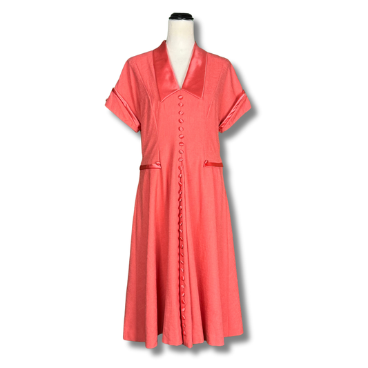 Handmade Vintage 50s Peach Coloured Diner Dress