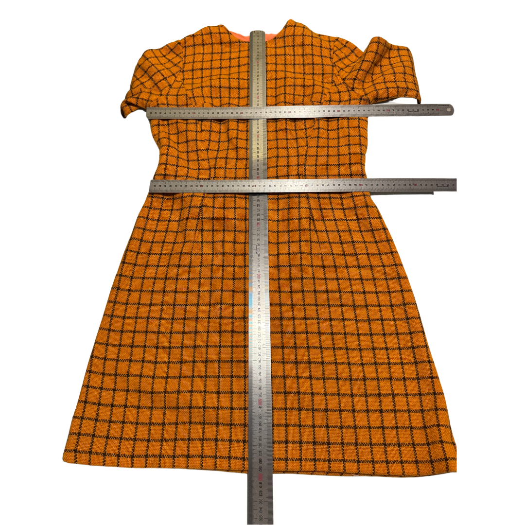 Handmade Vintage 60s Orange Check Shift Dress