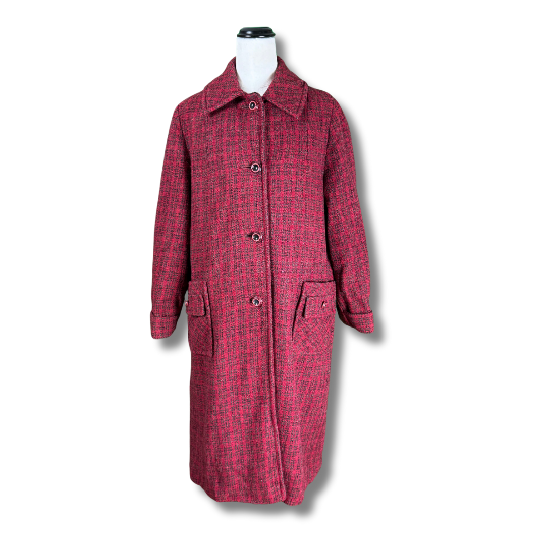 Scotlander Harris Tweed Vintage 1960s Red and Black Wool Coat