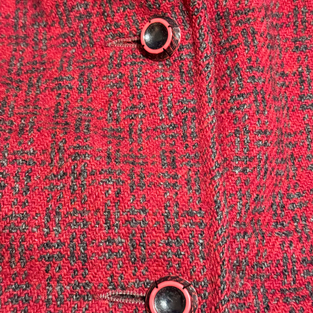 Scotlander Harris Tweed Vintage 1960s Red and Black Wool Coat