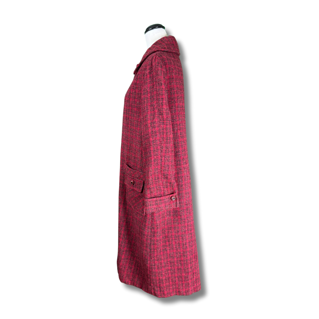 Scotlander Harris Tweed Vintage 1960s Red and Black Wool Coat