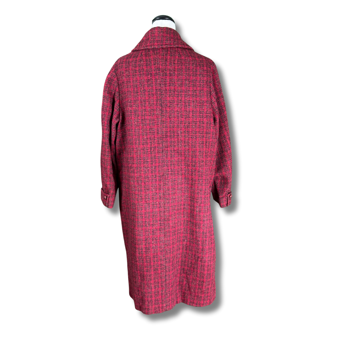 Scotlander Harris Tweed Vintage 1960s Red and Black Wool Coat