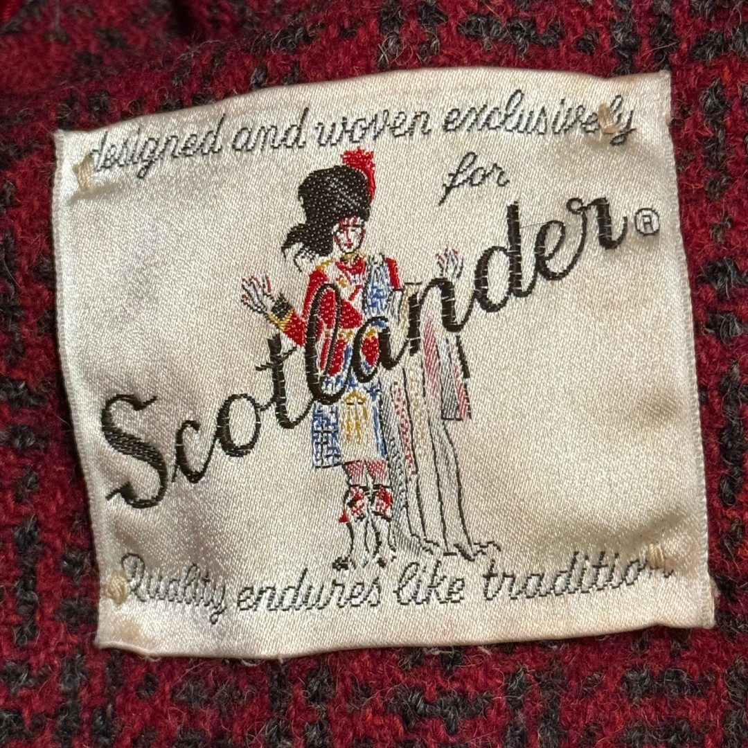 Scotlander Harris Tweed Vintage 1960s Red and Black Wool Coat