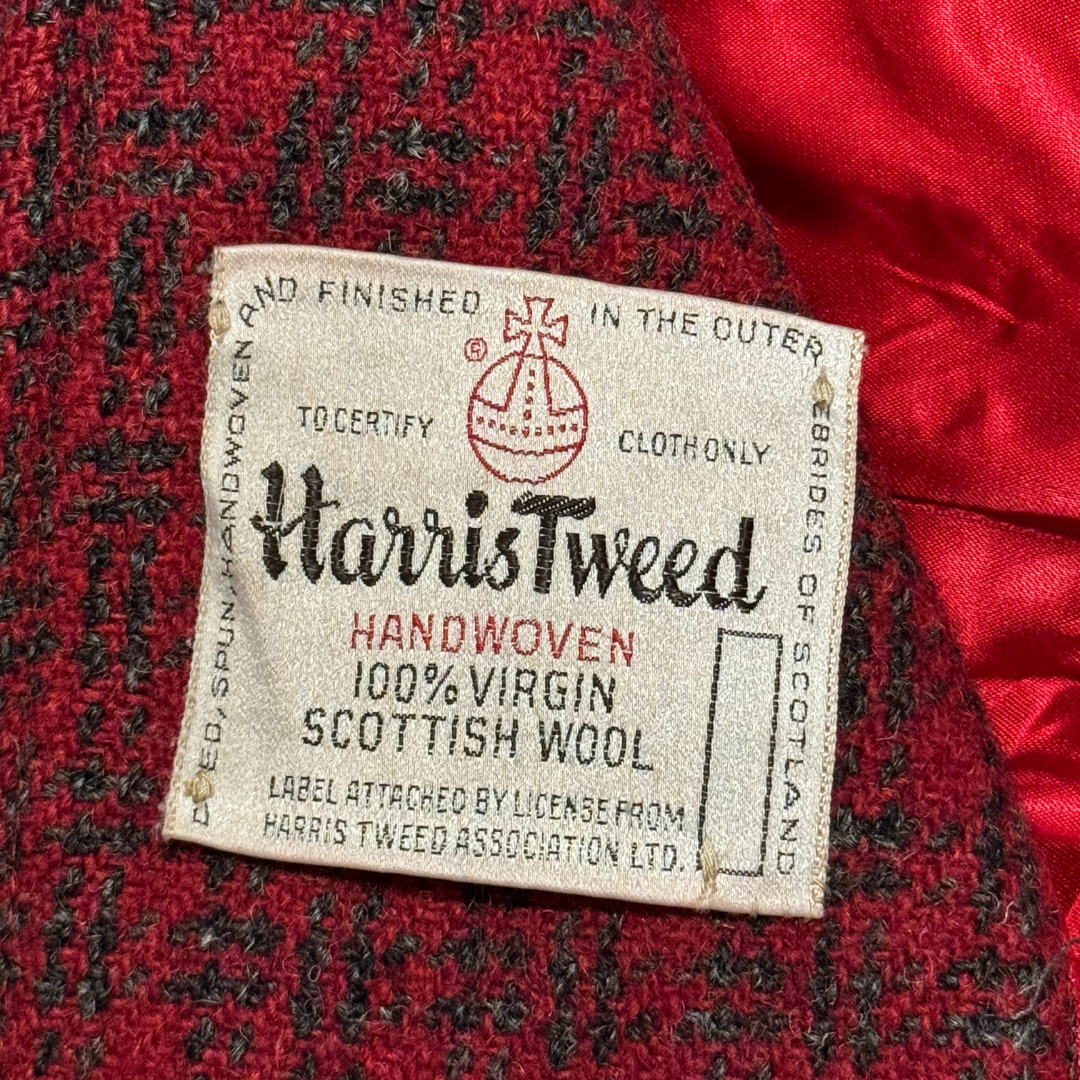 Scotlander Harris Tweed Vintage 1960s Red and Black Wool Coat
