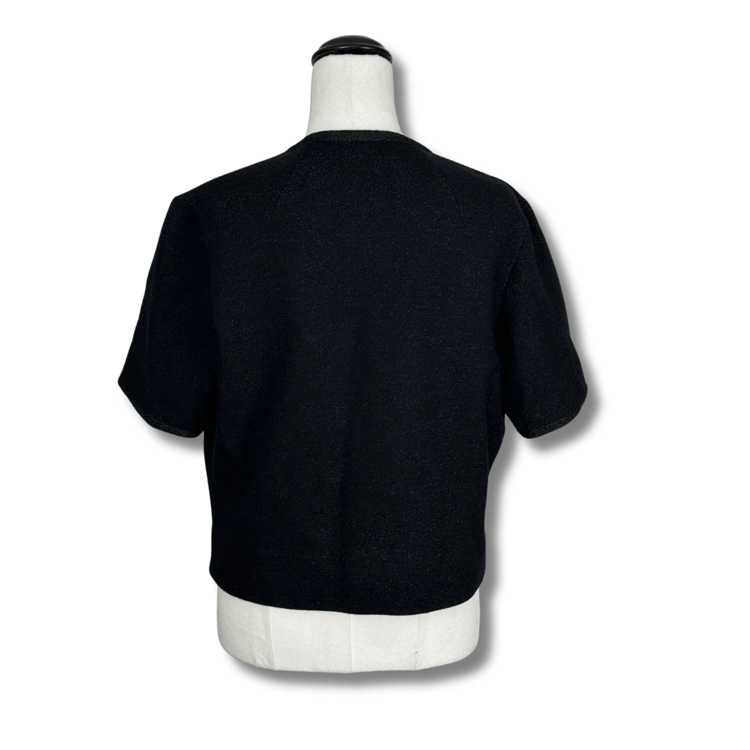 Kimberly Knitwear Inc Black & Metallic Shortsleeved Cardigan