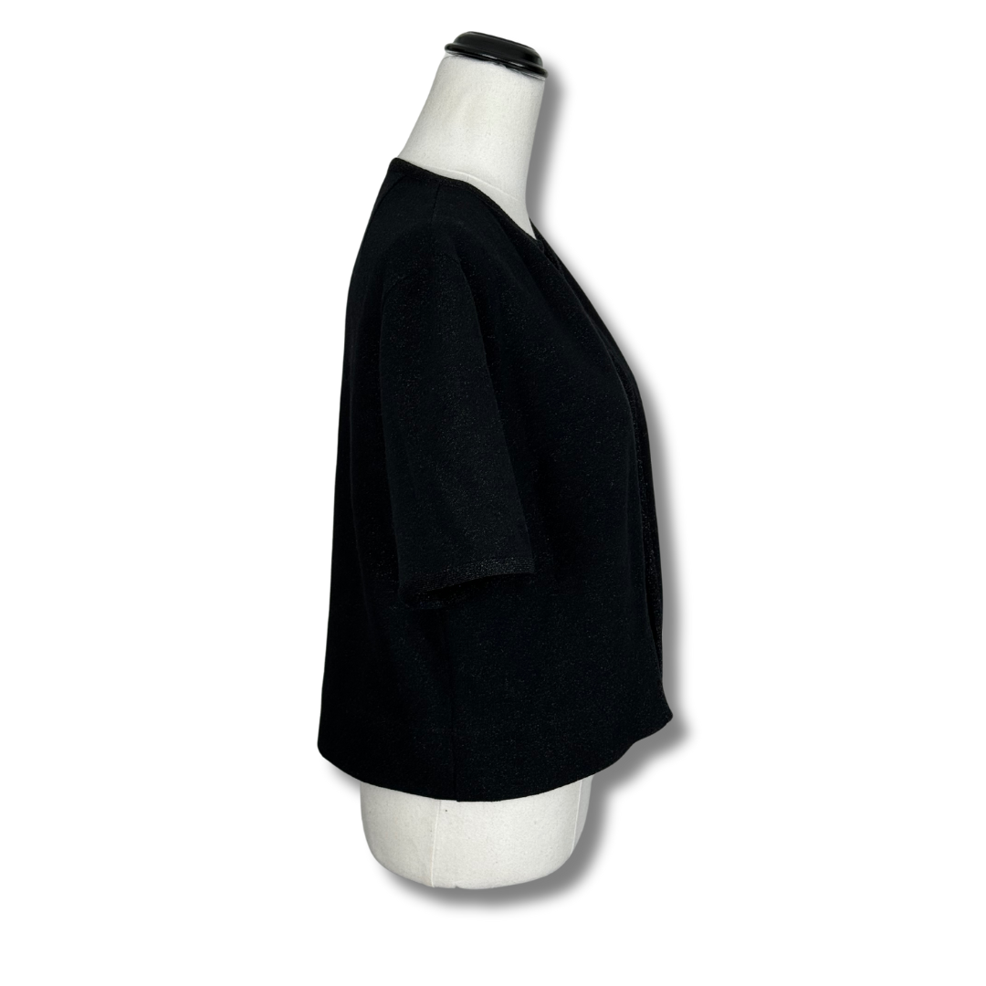 Kimberly Knitwear Inc Black & Metallic Shortsleeved Cardigan