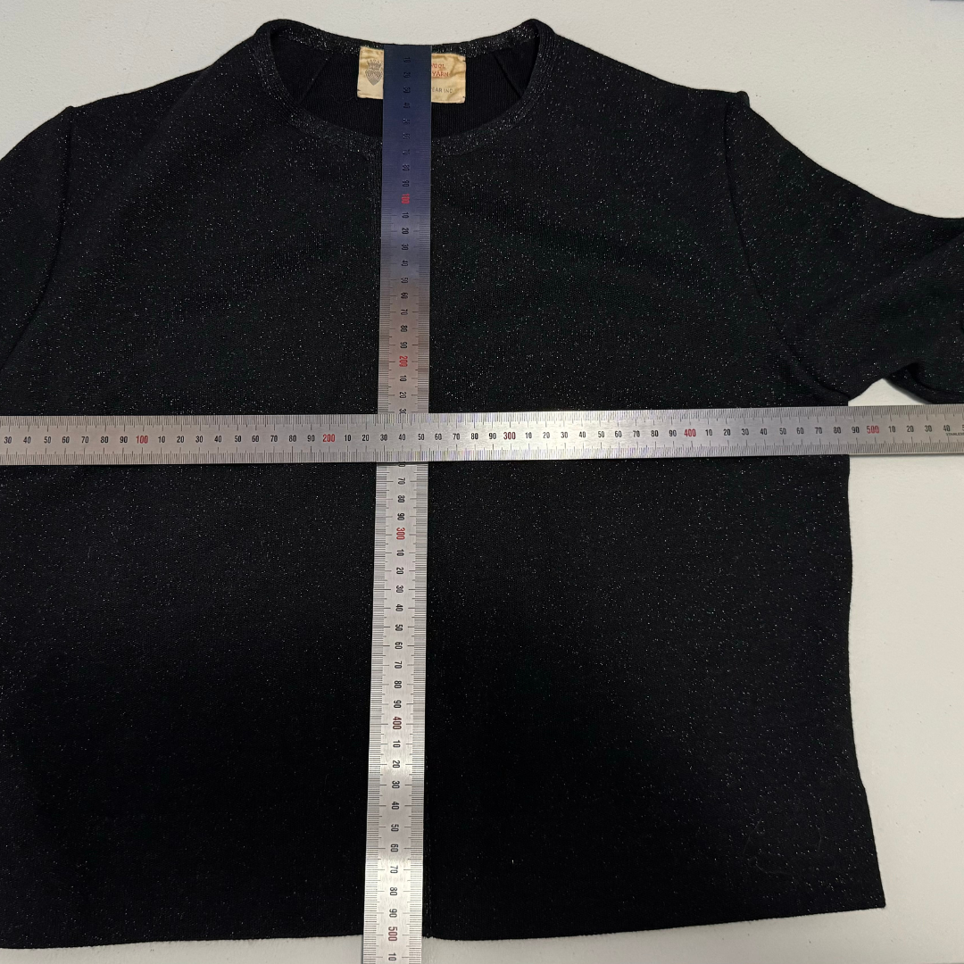 Kimberly Knitwear Inc Black & Metallic Shortsleeved Cardigan
