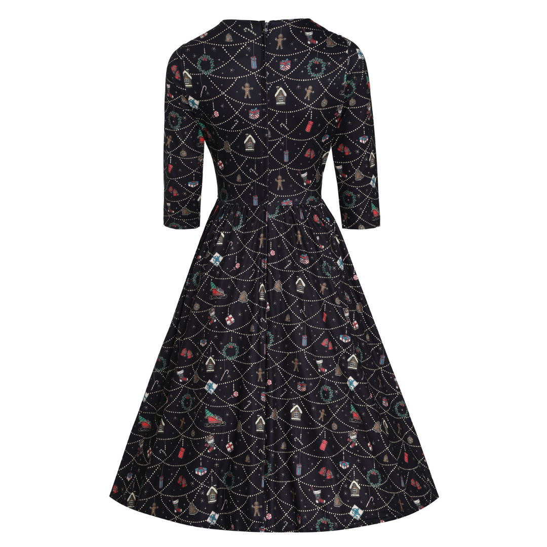 Dolly & Dotty Billy Black Ornament Print Dress