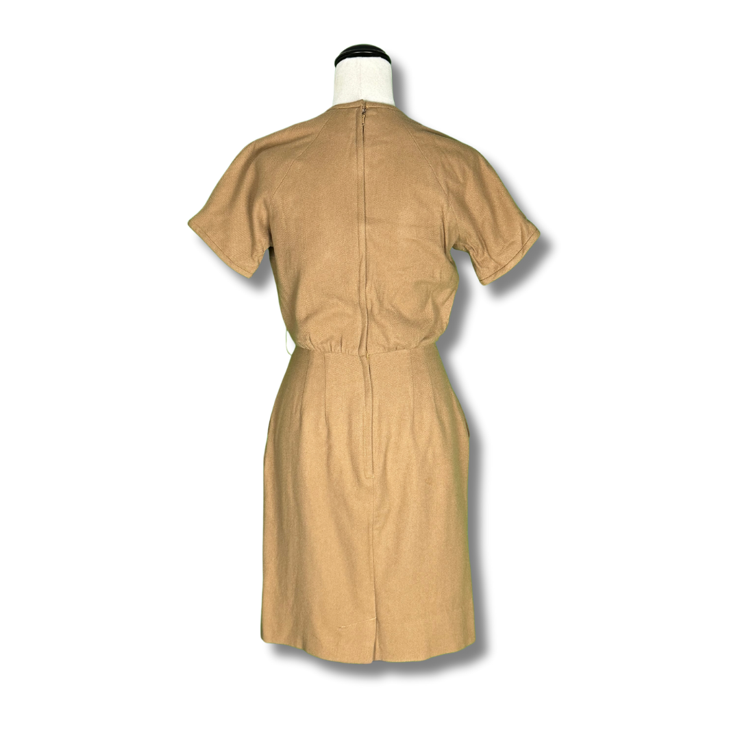 Sue Brett Vintage 60s Tan Wiggle Dress