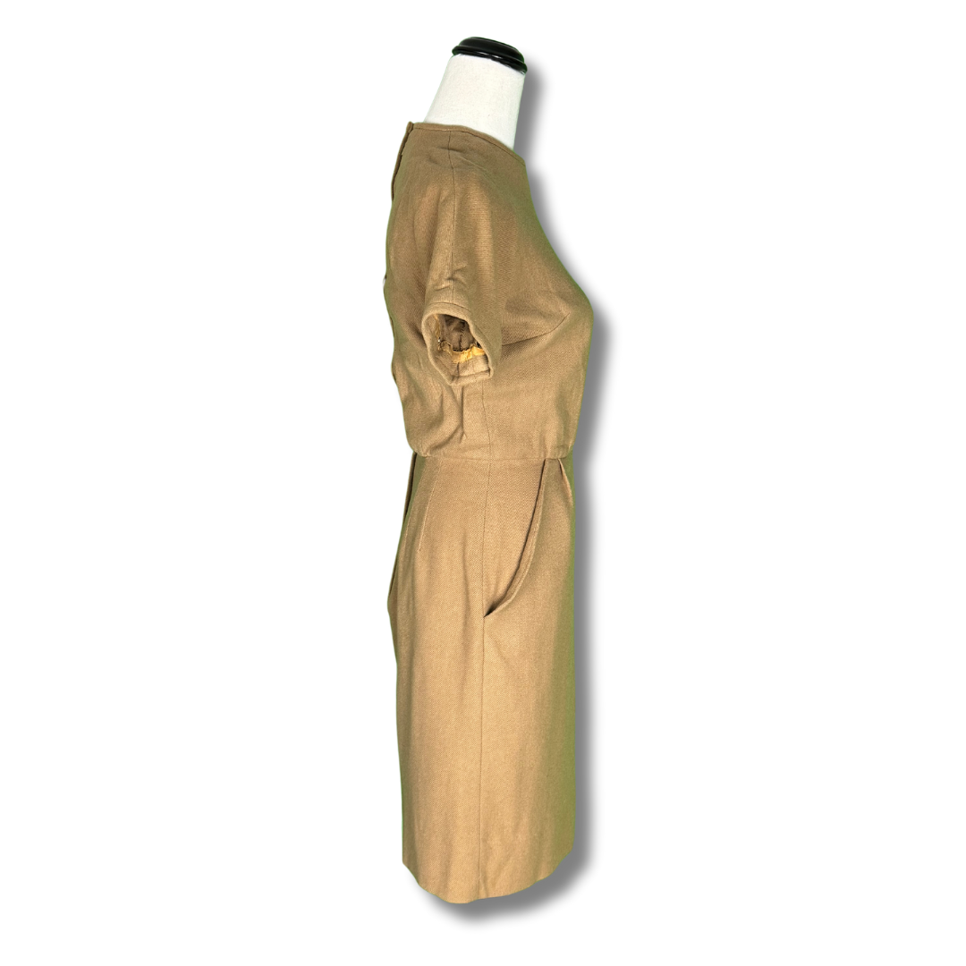 Sue Brett Vintage 60s Tan Wiggle Dress
