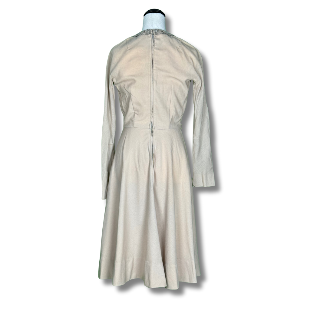 Vintage 1960s Cream Beaded Dress