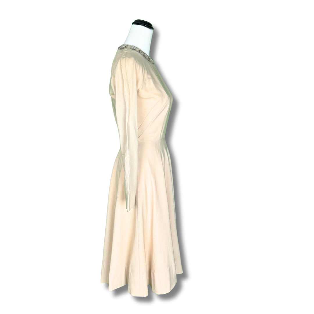 Vintage 1960s Cream Beaded Dress