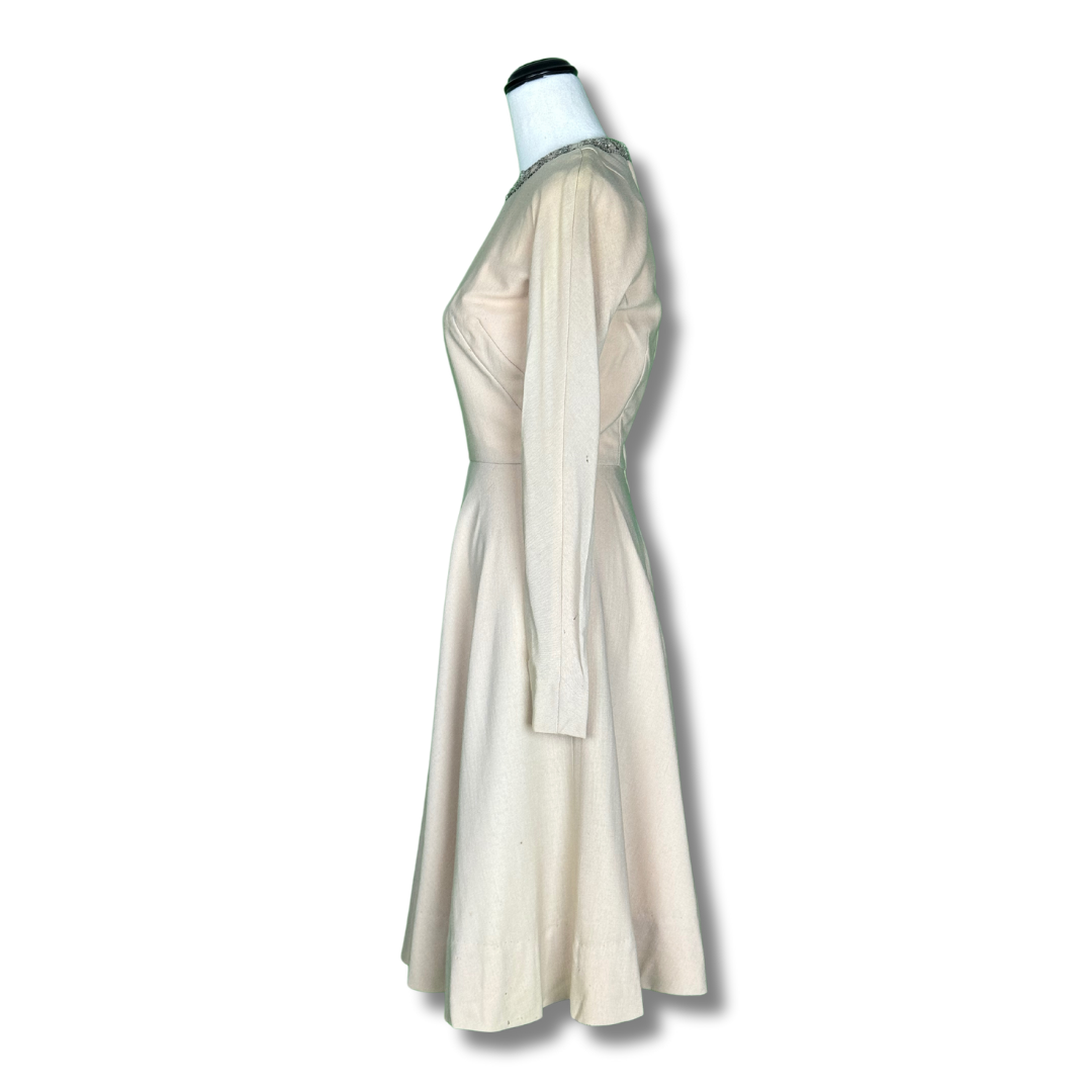 Vintage 1960s Cream Beaded Dress