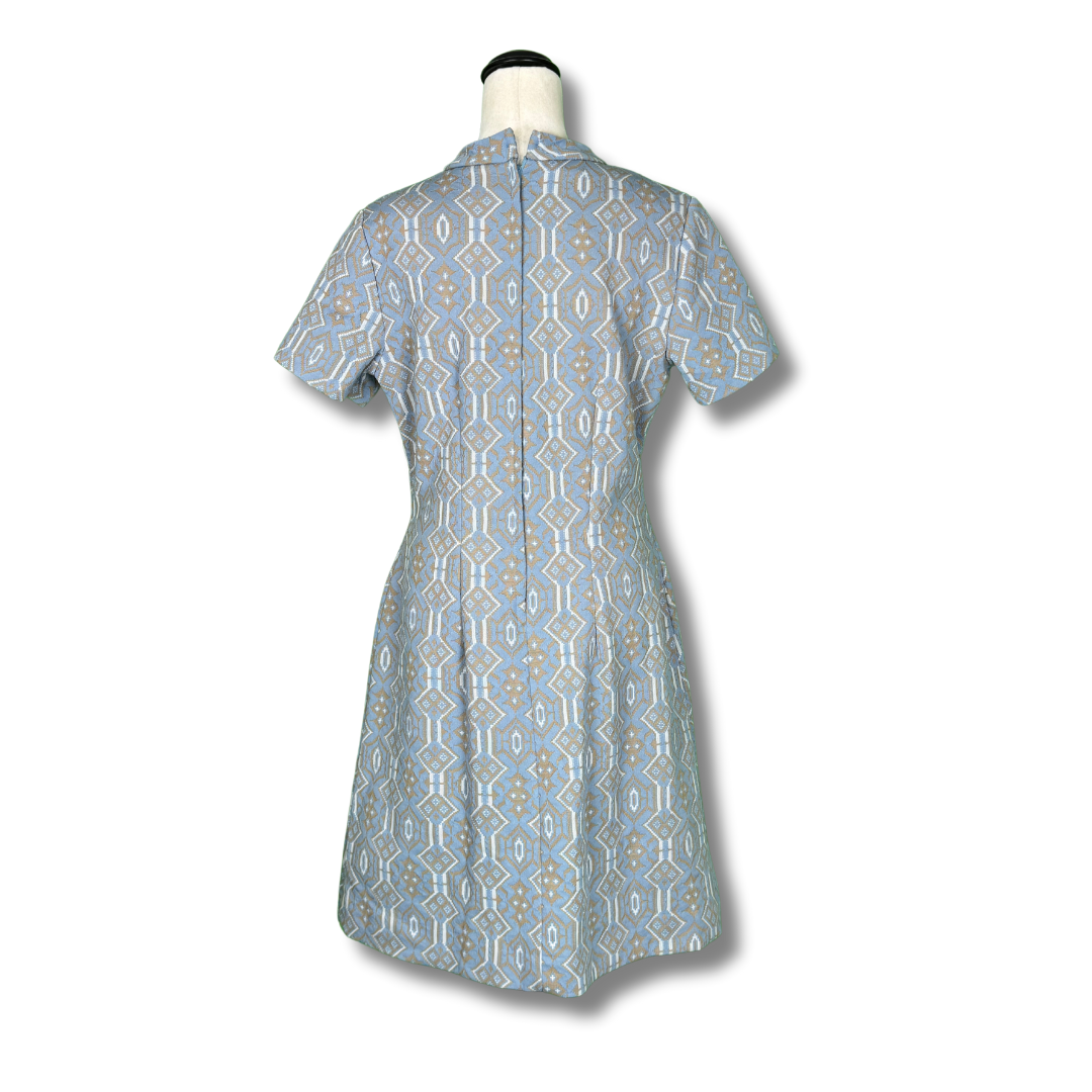 Vintage 1960s Sears Fashions Geometric Print A-line Dress