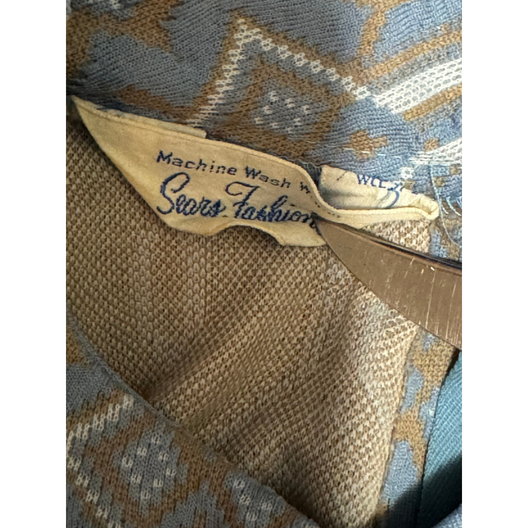 Vintage 1960s Sears Fashions Geometric Print A-line Dress