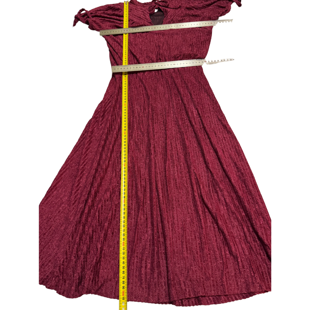 Vintage 1970s Burgundy Velvet Ribbed Dress - Rare