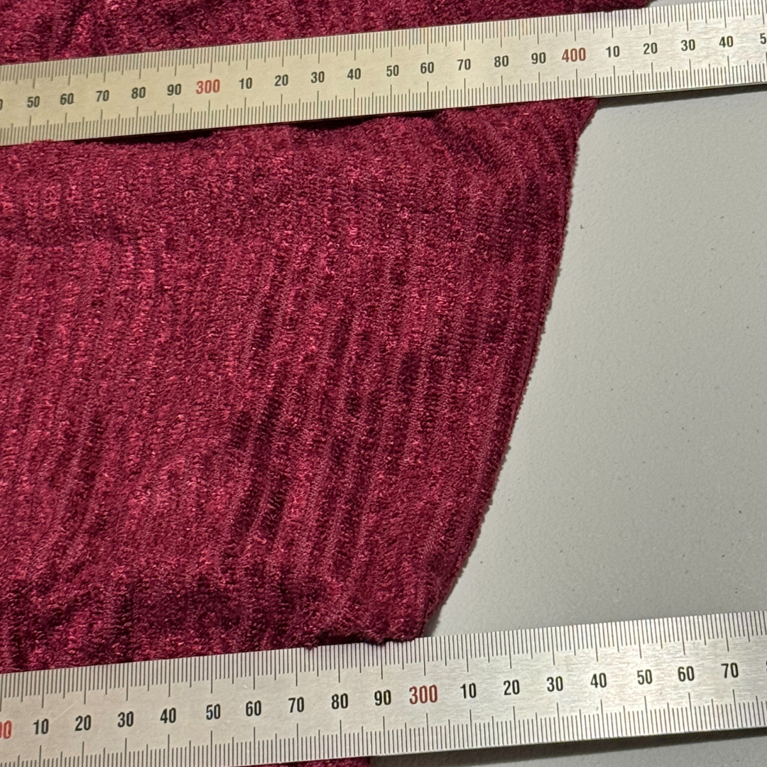 Vintage 1970s Burgundy Velvet Ribbed Dress - Rare