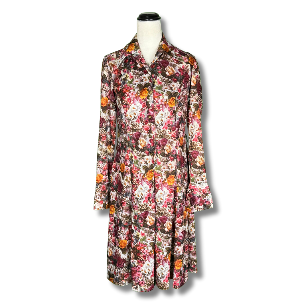 Vintage 1970s Floral Shirt Dress
