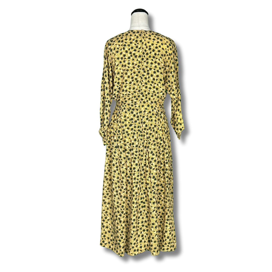 Vintage 1970s Golden Floral Midi Dress