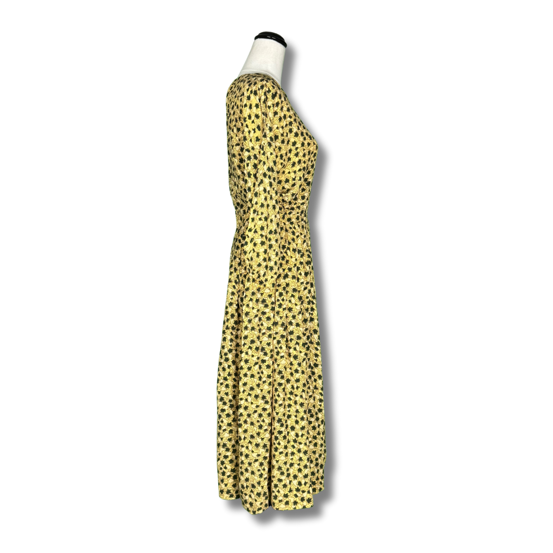 Vintage 1970s Golden Floral Midi Dress
