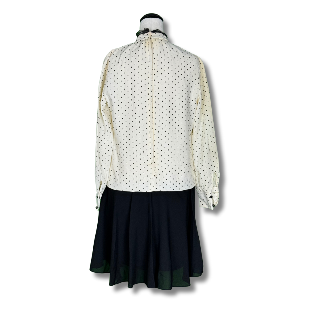 Vintage 1970s Polka Dot Ruffle Dress