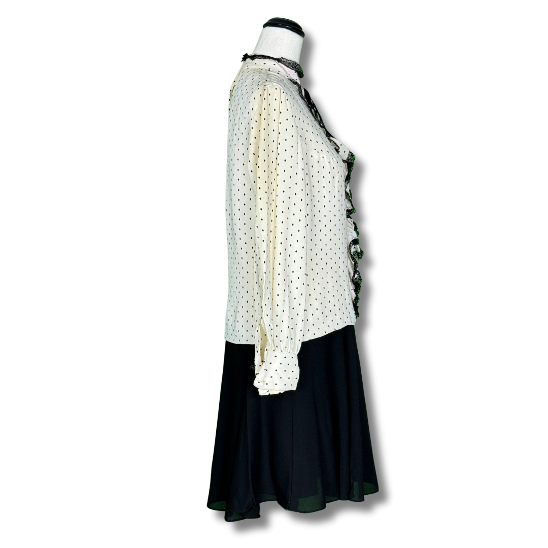 Vintage 1970s Polka Dot Ruffle Dress