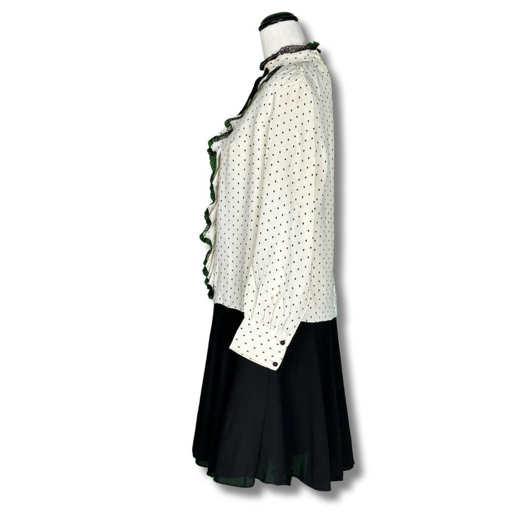 Vintage 1970s Polka Dot Ruffle Dress