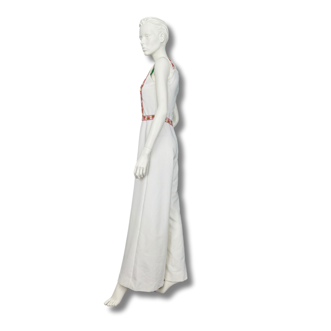 Vintage 1970s Handmade White Flared Jumpsuit & Jacket Set - UNBELIEVABLE