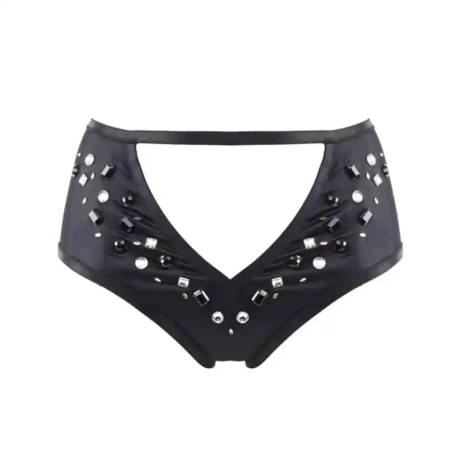 Peek & Beau Betsy Black Studded High Waisted Brief