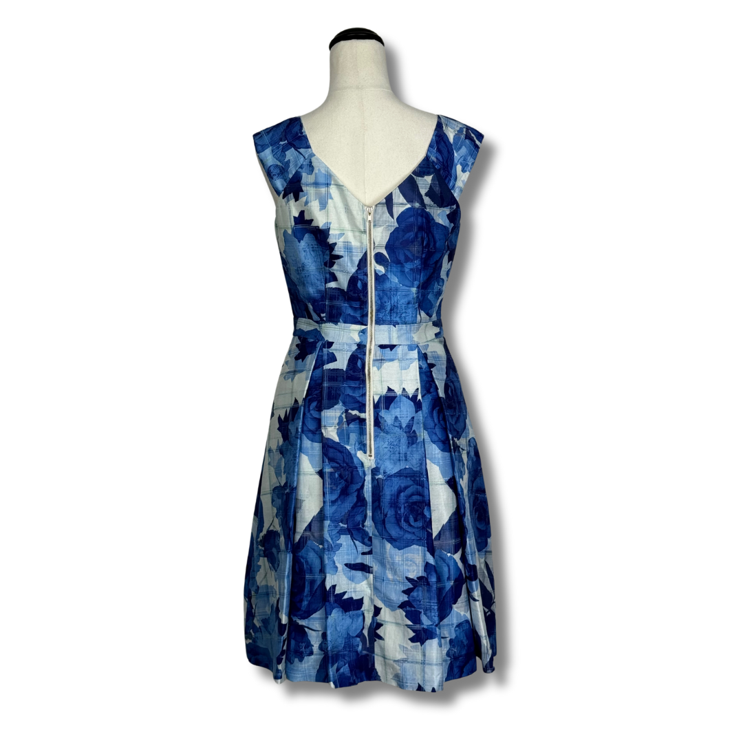 Review Blue Floral Fit & Flare Dress