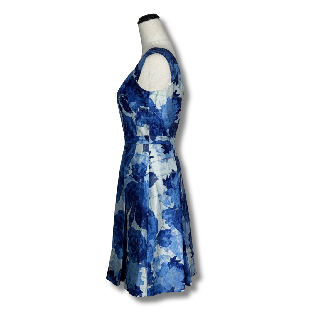 Review Blue Floral Fit & Flare Dress
