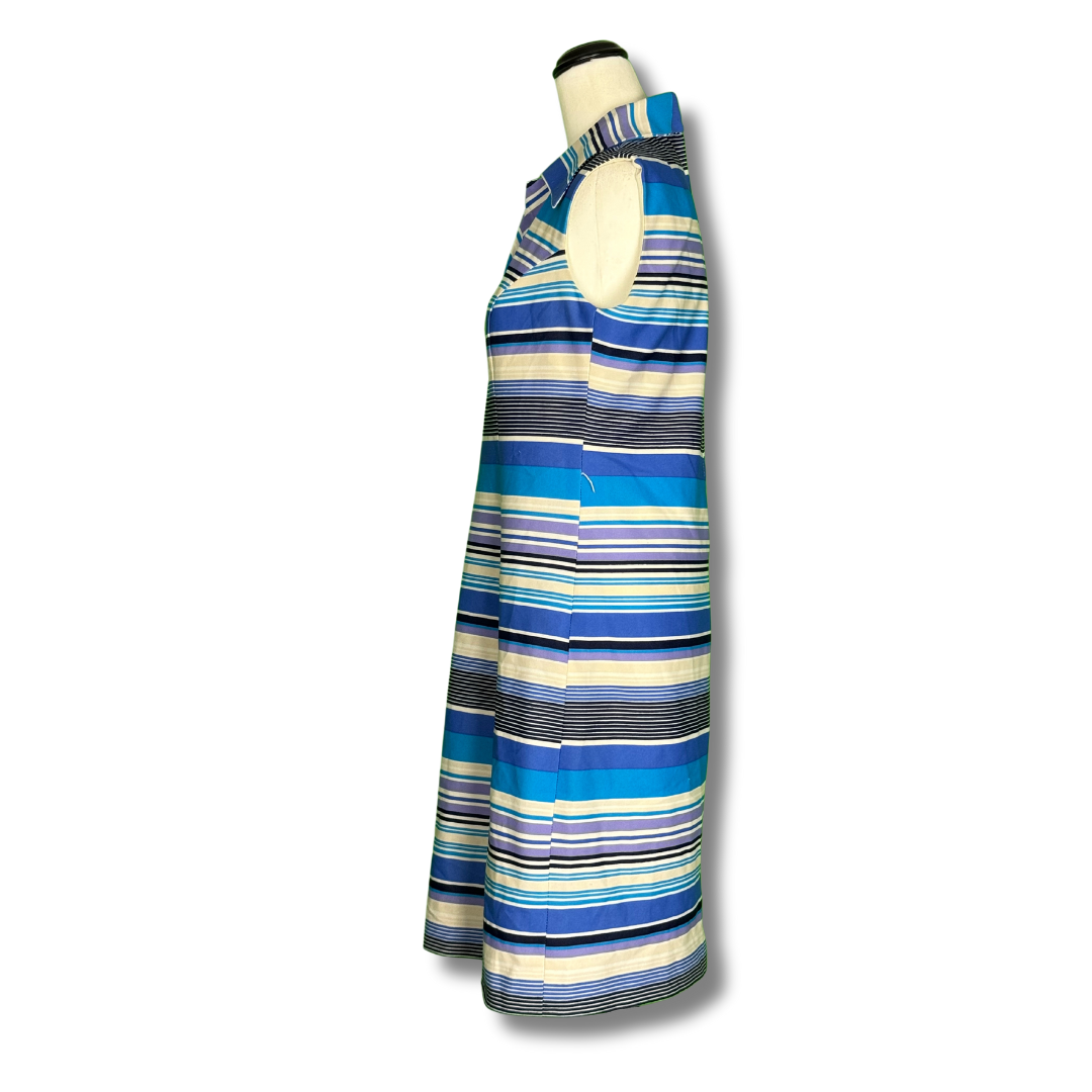 1960s Diolen Blue Striped Shift Dress