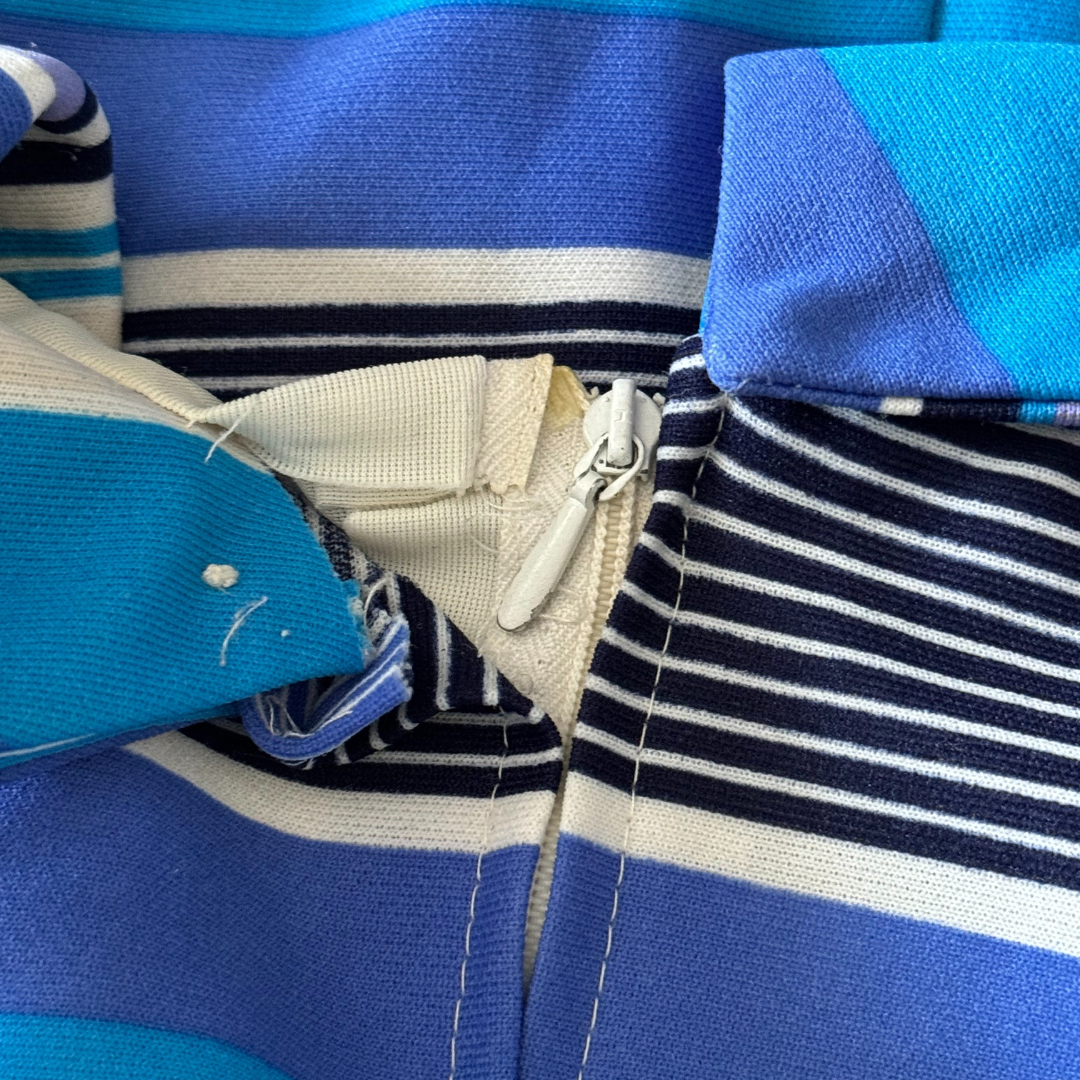 1960s Diolen Blue Striped Shift Dress