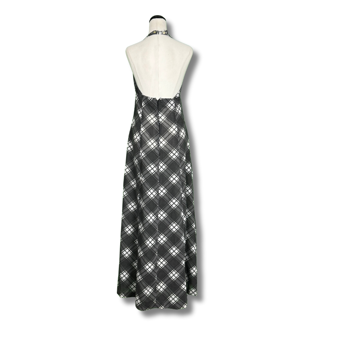 Handmade Vintage Plaid 1970s Halter Dress & Jacket Set - RARE