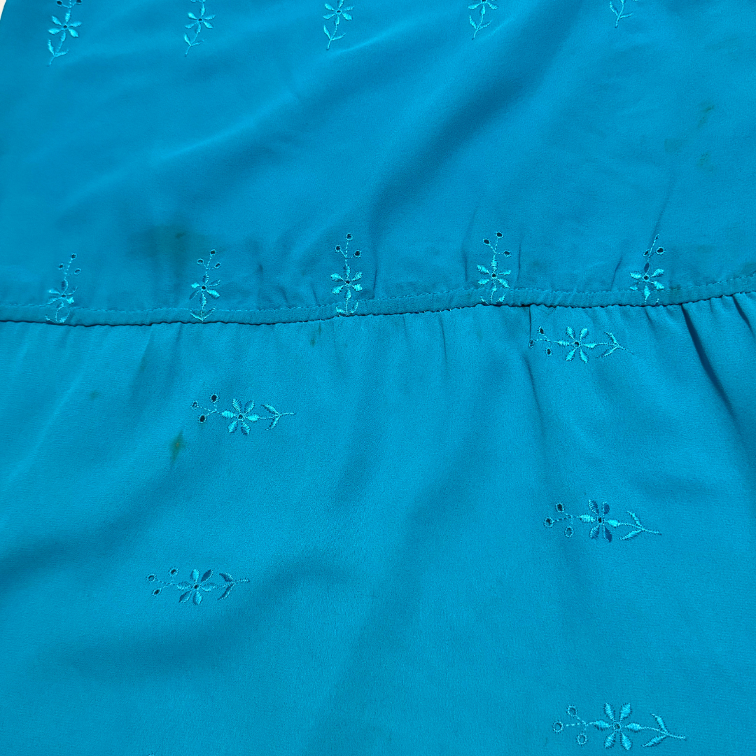 East West of California Vintage 70s Turquise Boho Dress
