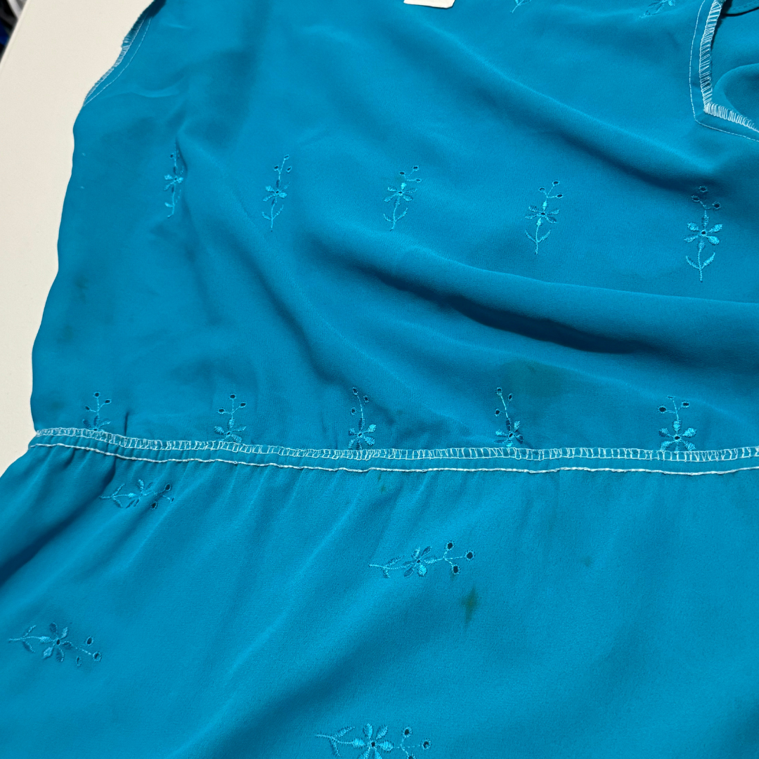 East West of California Vintage 70s Turquise Boho Dress