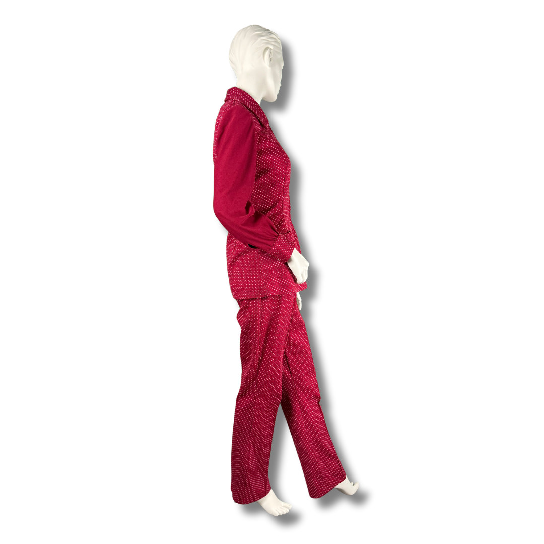 Vintage 1970s Handmade Red Pants Suit